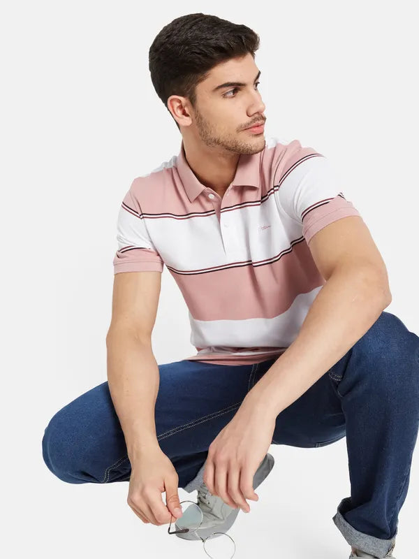 Horizontal Stripes Print Polo T- Shirt