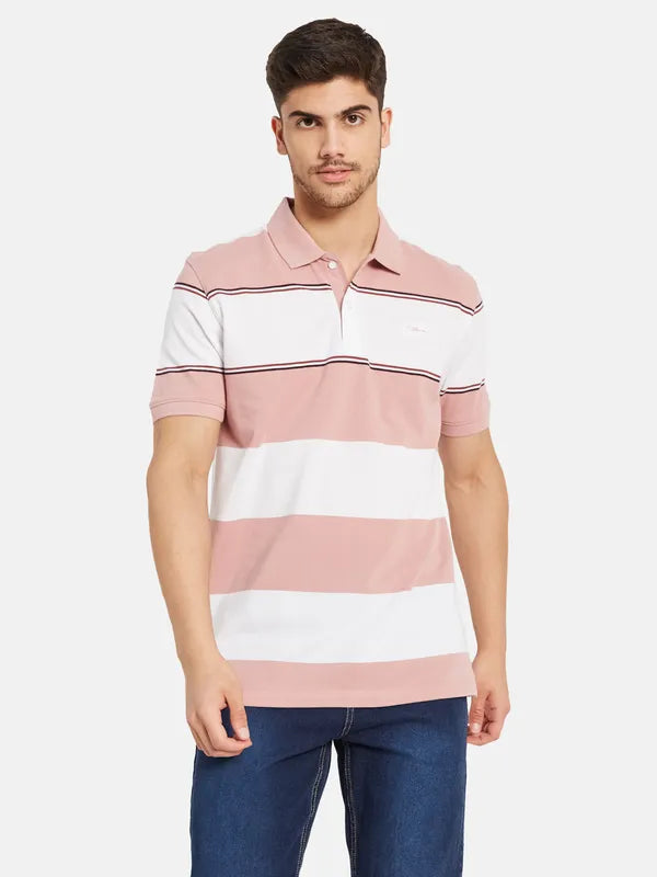 Horizontal Stripes Print Polo T- Shirt