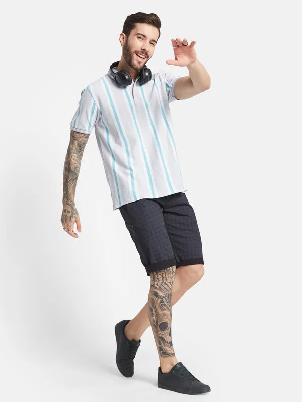 Octave Men Striped Polo Collar T-Shirt