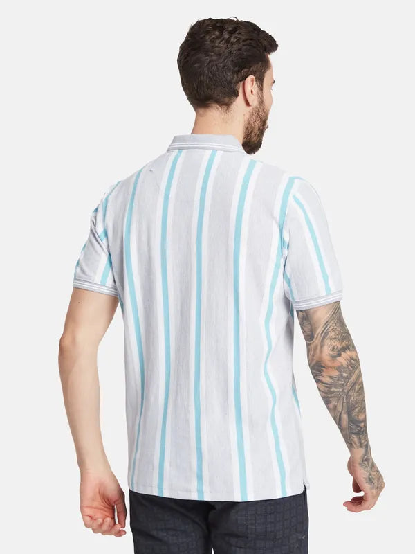 Octave Men Striped Polo Collar T-Shirt