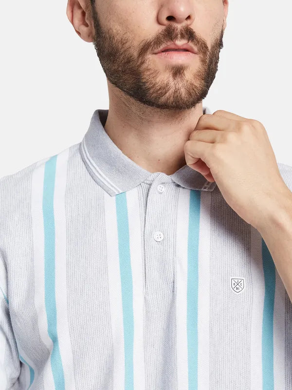 Octave Men Striped Polo Collar T-Shirt