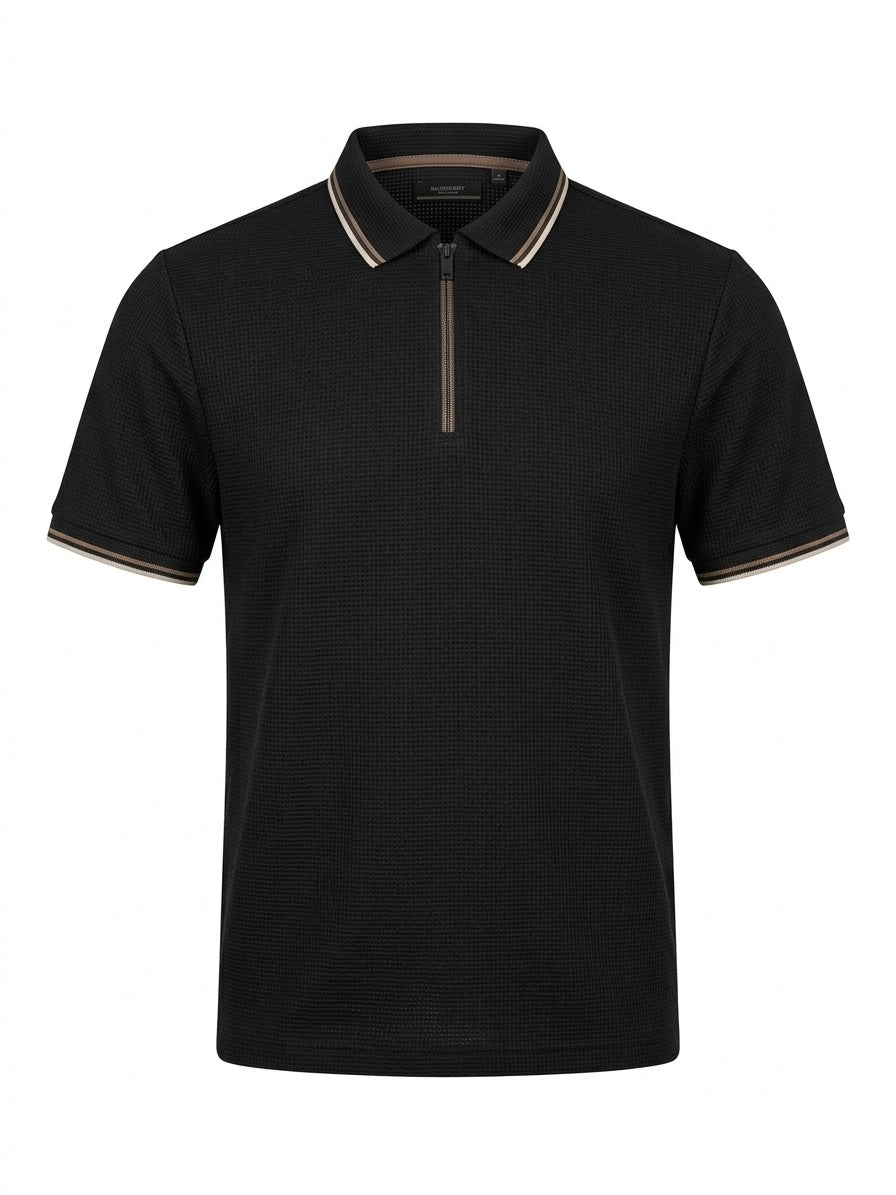 Men Black Sold Polo Collar T-shirt