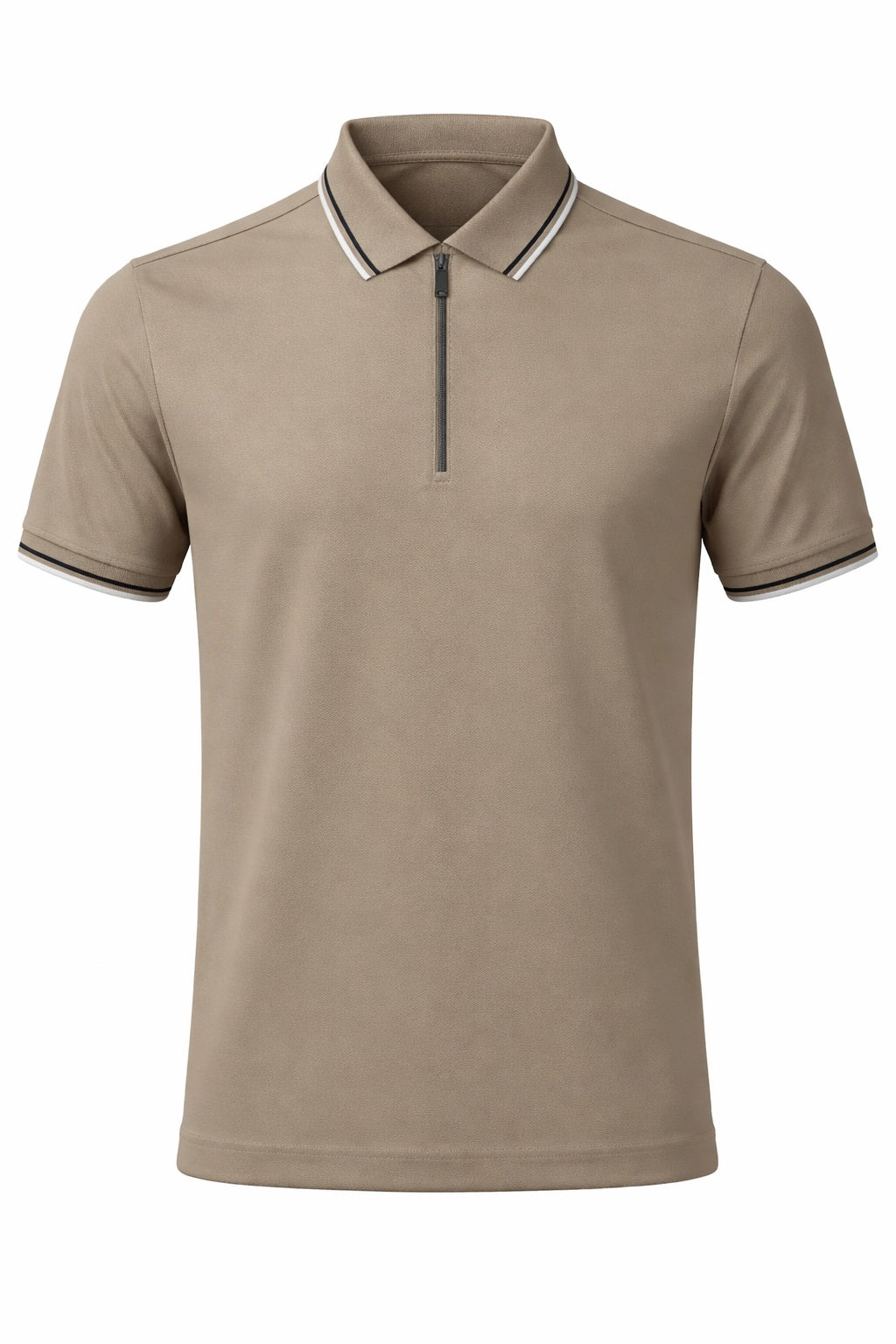 Men Khaki Sold Polo Collar T-shirt