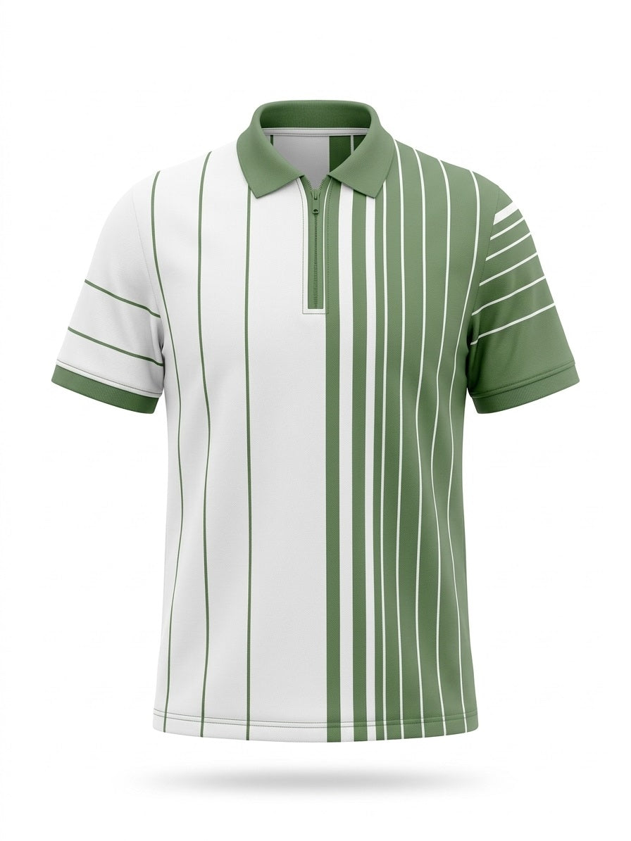 Men Oil Green Colourblocked Polo Collar T-shirt