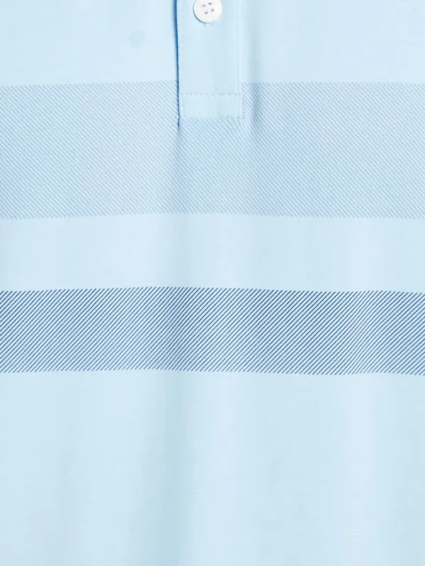 Octave Men Striped Polo Collar Pockets T-Shirt