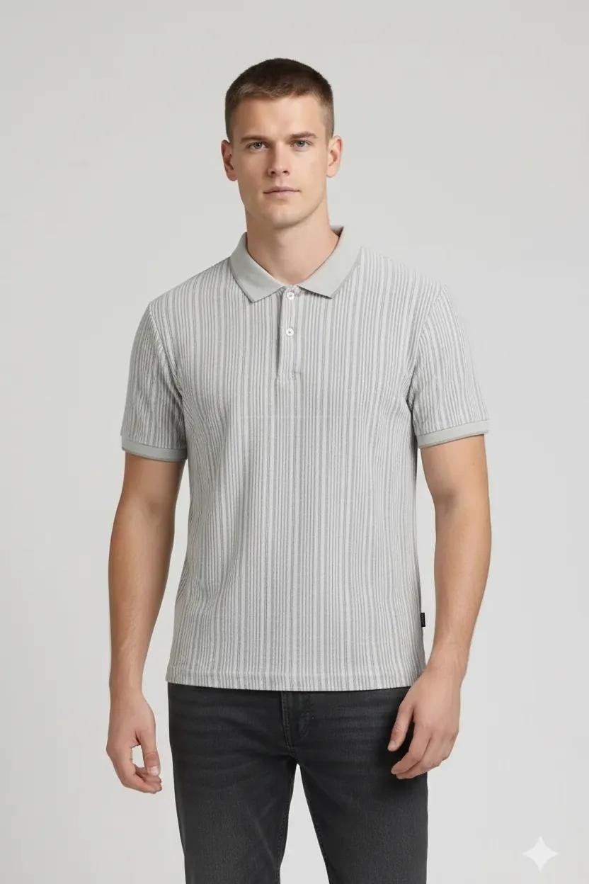 Men Light Mastic Polo Collar T-shirt
