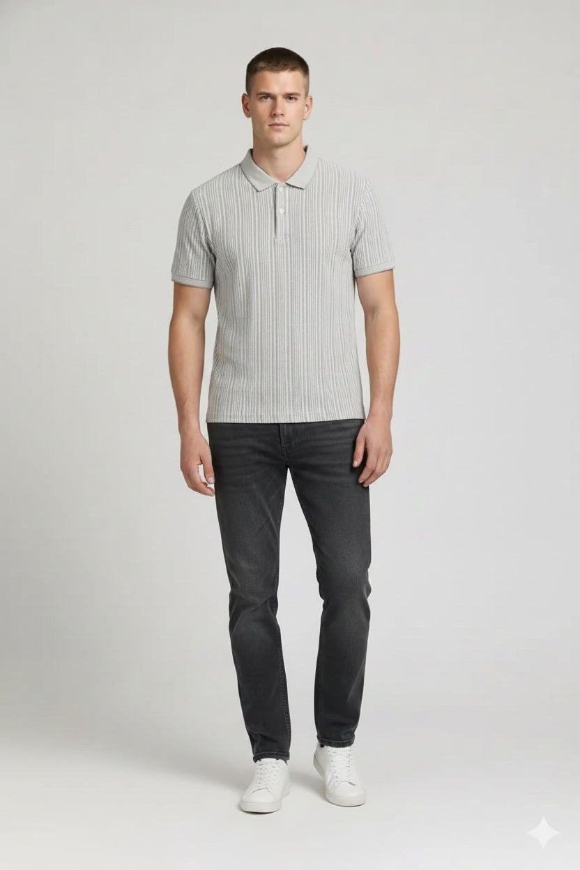 Men Light Mastic Polo Collar T-shirt