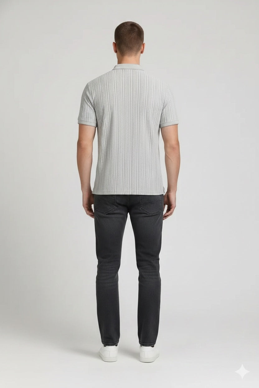 Men Light Mastic Polo Collar T-shirt