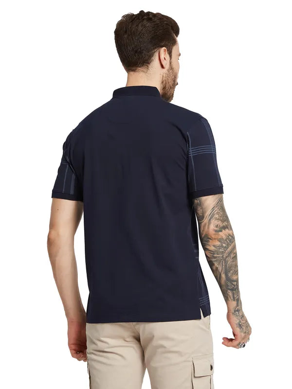 Octave Men Checked Polo Collar Pockets T-Shirt