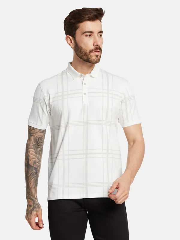 Octave Men Checked Polo Collar T-Shirt