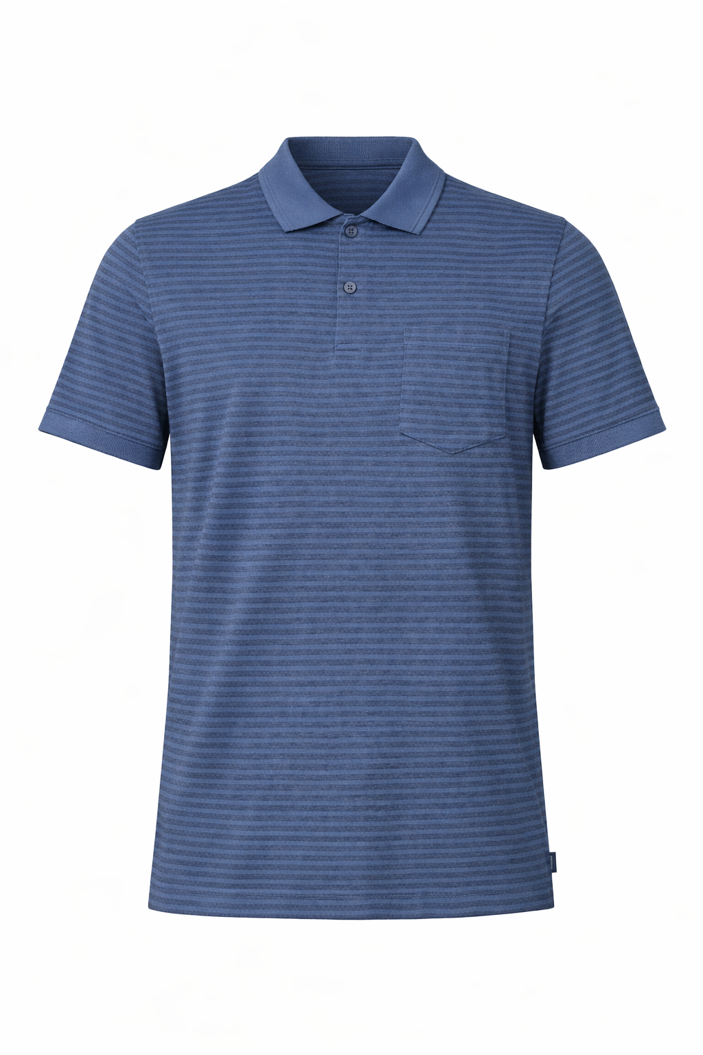 Men Navy Striped Polo Collar Pockets T-shirt