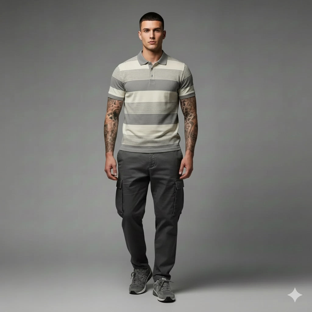 Men Onyx Colourblocked Polo Collar T-shirt