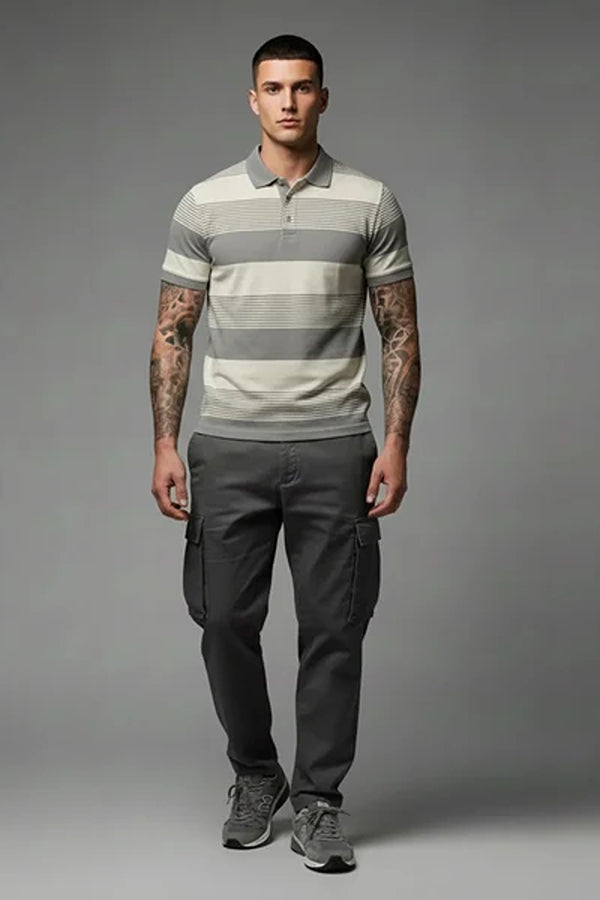 Men Colourblocked Polo Collar T-shirt