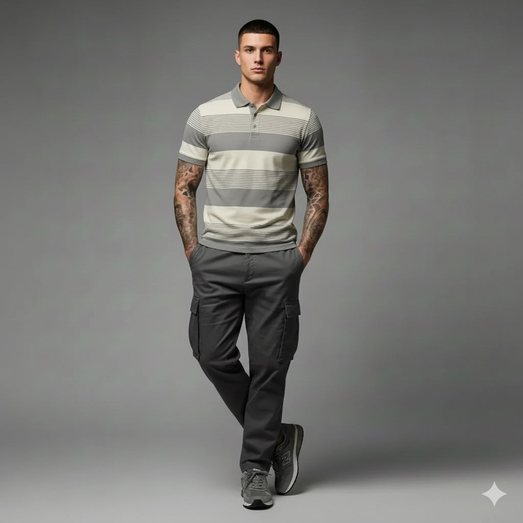 Men Onyx Colourblocked Polo Collar T-shirt