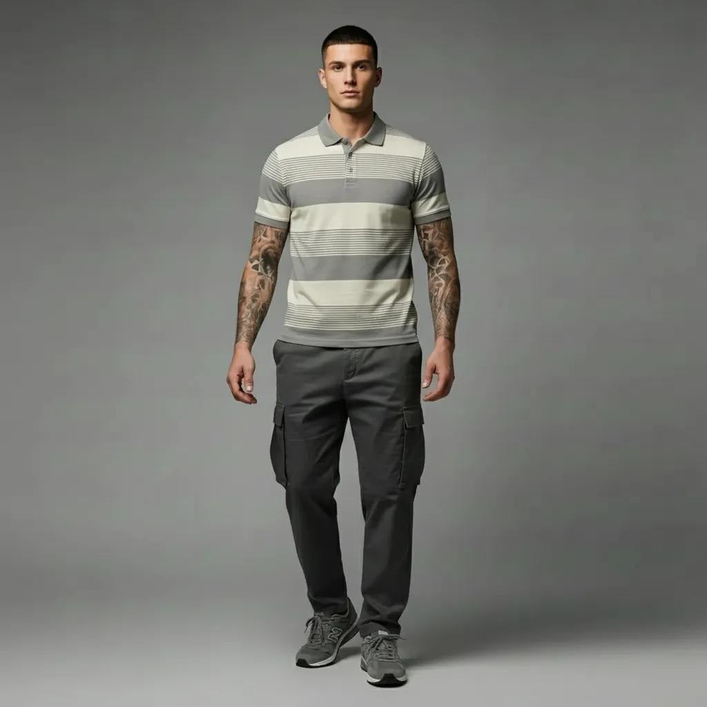 Men Onyx Colourblocked Polo Collar T-shirt
