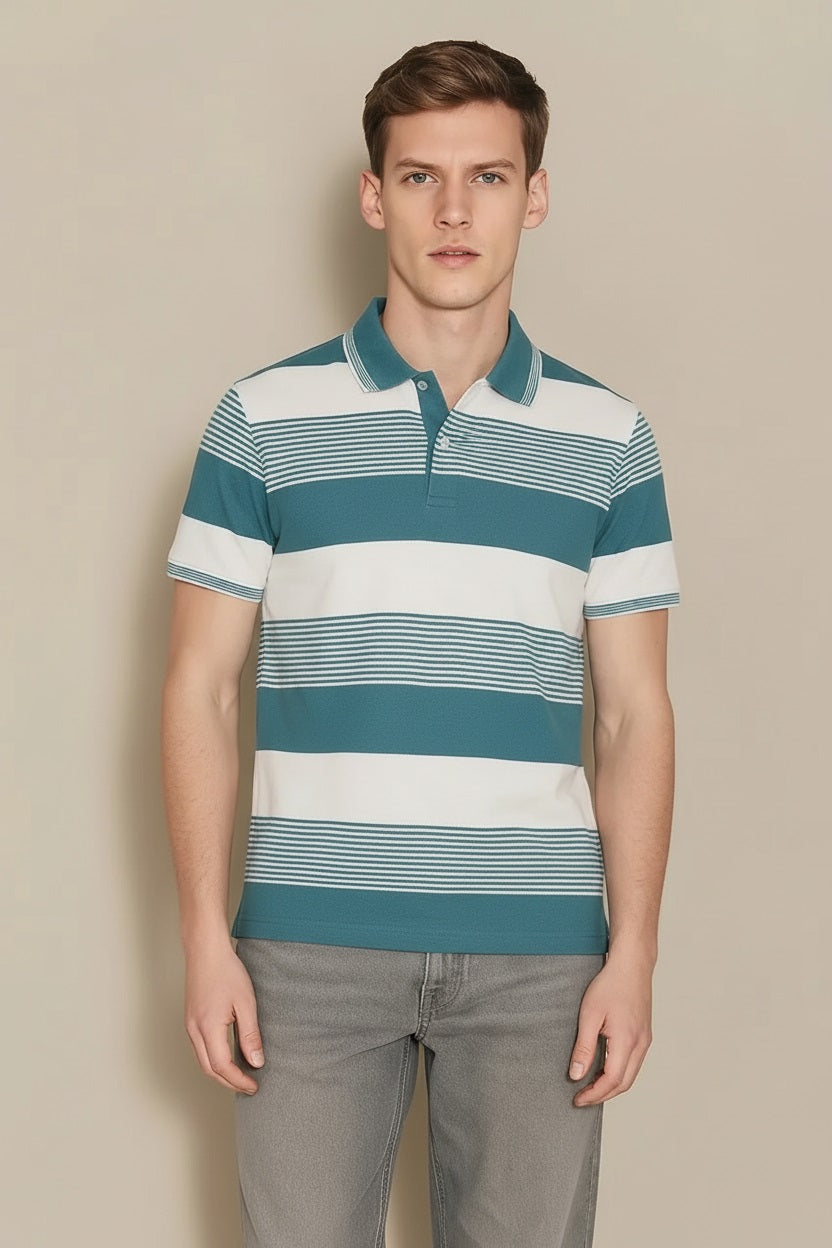 Men Surf Spray Colourblocked Polo Collar T-shirt