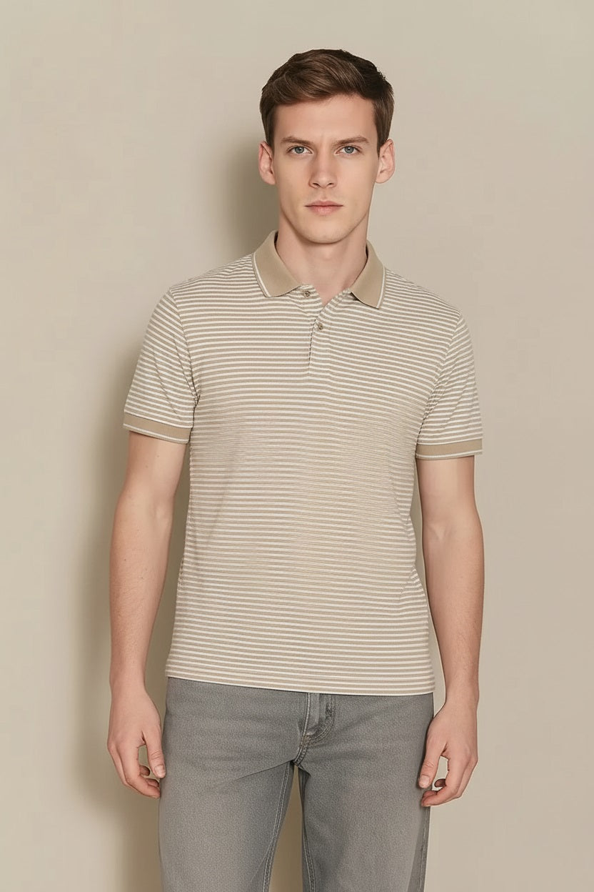 Men Mastic Striped Polo Collar T-shirt