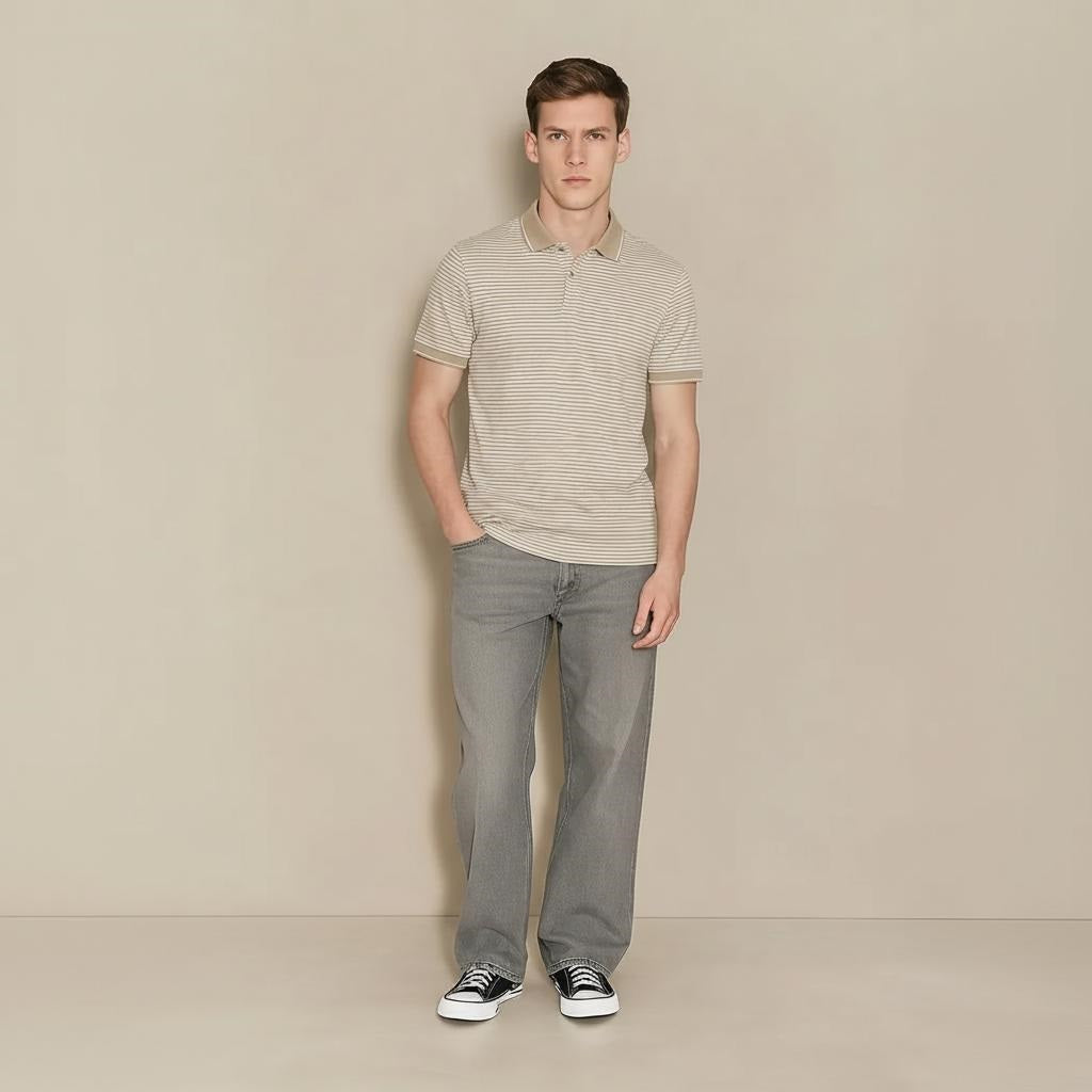 Men Mastic Striped Polo Collar T-shirt