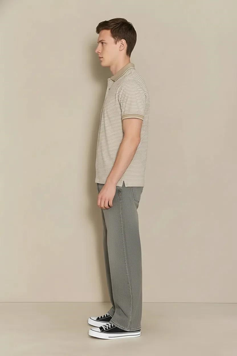 Men Mastic Striped Polo Collar T-shirt