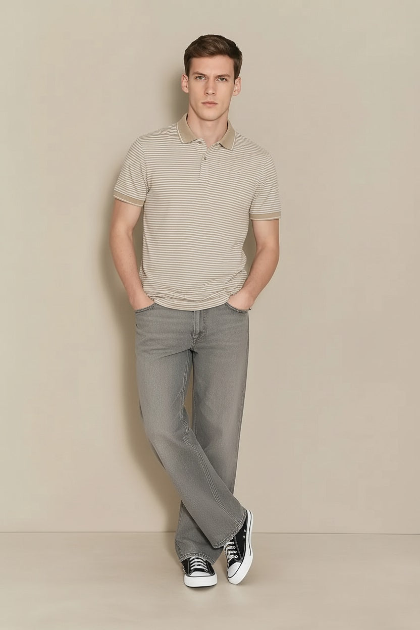 Men Mastic Striped Polo Collar T-shirt