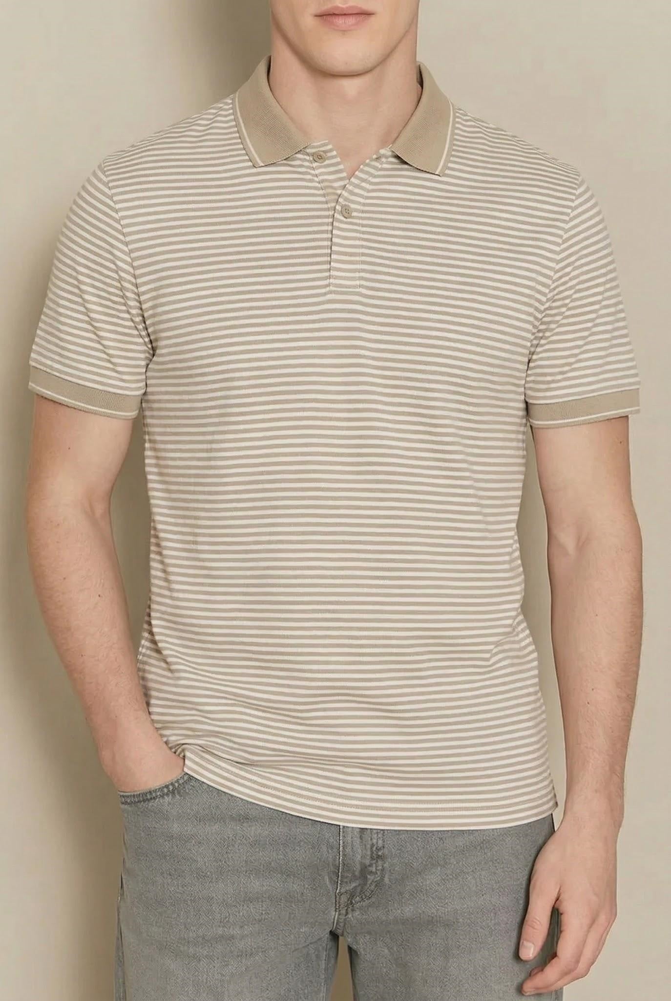 Men Mastic Striped Polo Collar T-shirt