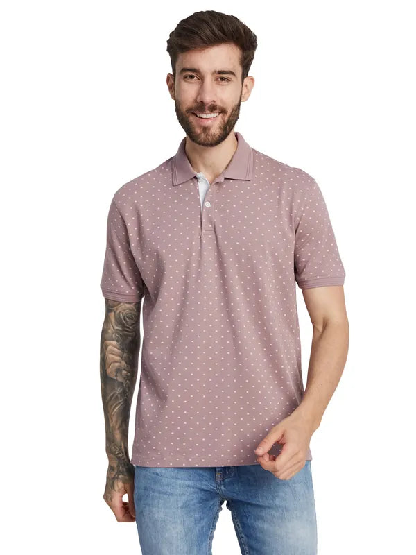 Octave Men Micro Ditsy Printed Polo Collar T-Shirt