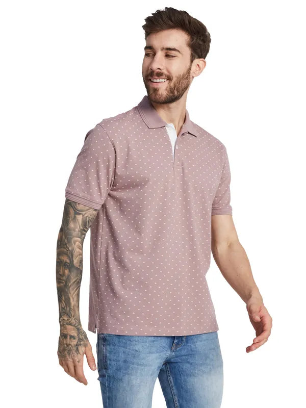 Octave Men Micro Ditsy Printed Polo Collar T-Shirt