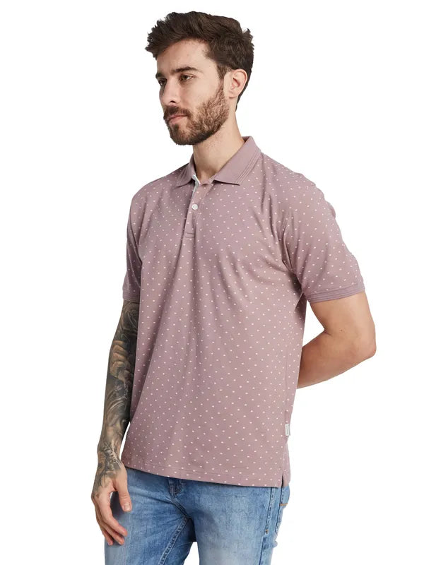 Octave Men Micro Ditsy Printed Polo Collar T-Shirt