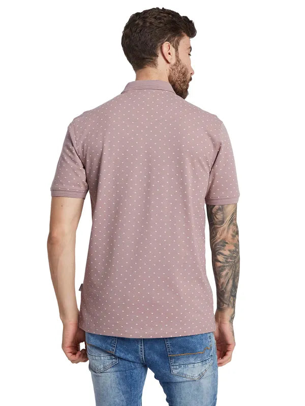 Octave Men Micro Ditsy Printed Polo Collar T-Shirt