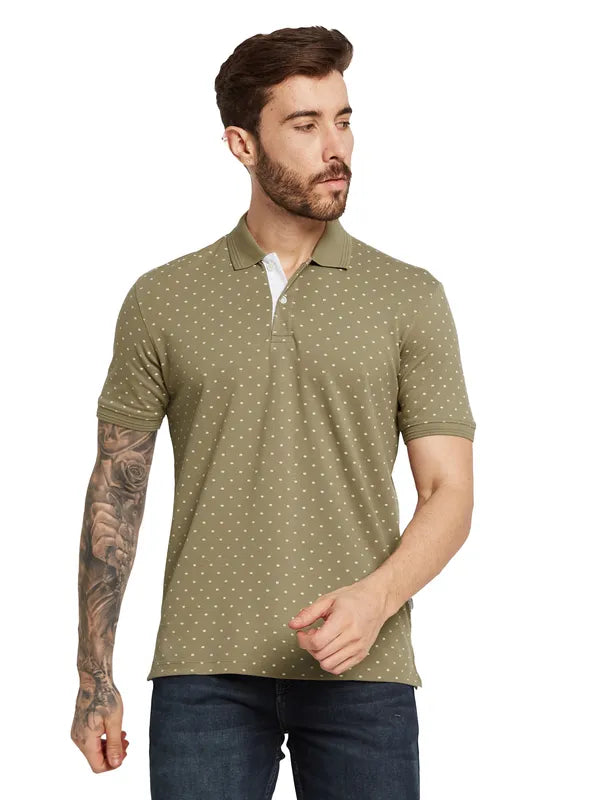 Octave Men Printed Polo Collar Cotton T-Shirt