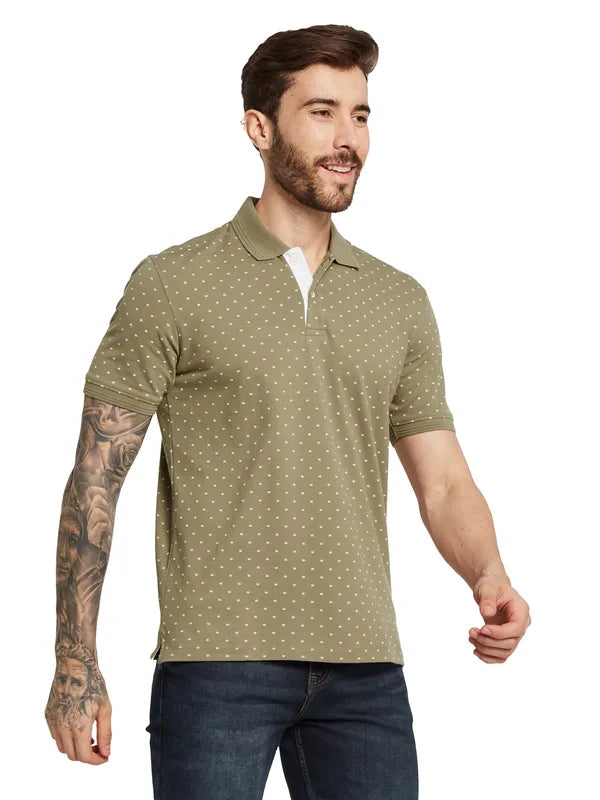 Octave Men Printed Polo Collar Cotton T-Shirt