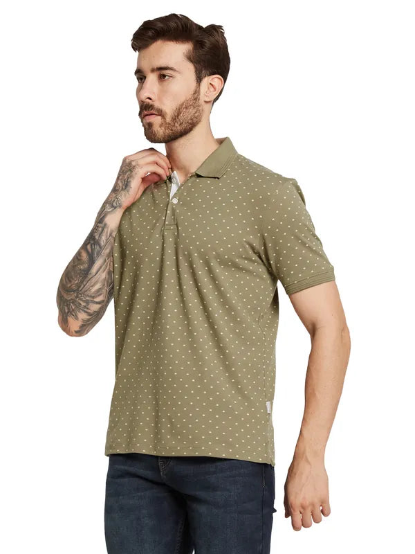 Octave Men Printed Polo Collar Cotton T-Shirt