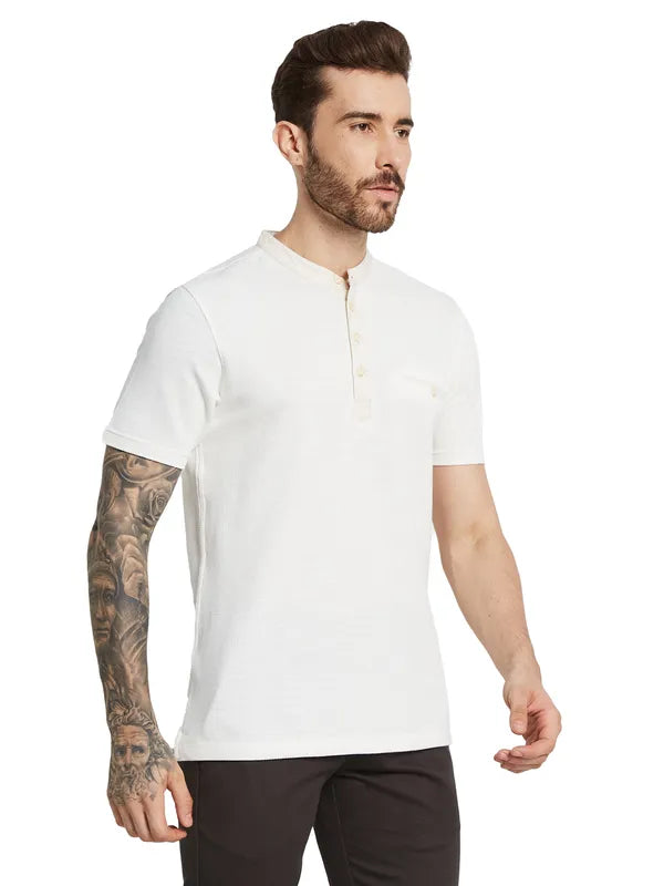 Octave Men Mandarin Collar Pockets T-Shirt