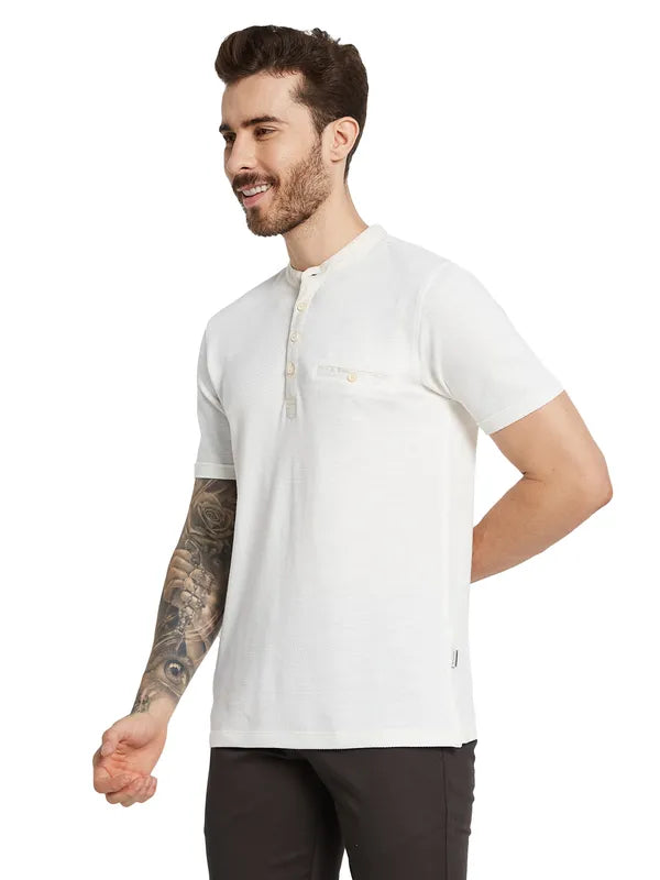 Octave Men Mandarin Collar Pockets T-Shirt