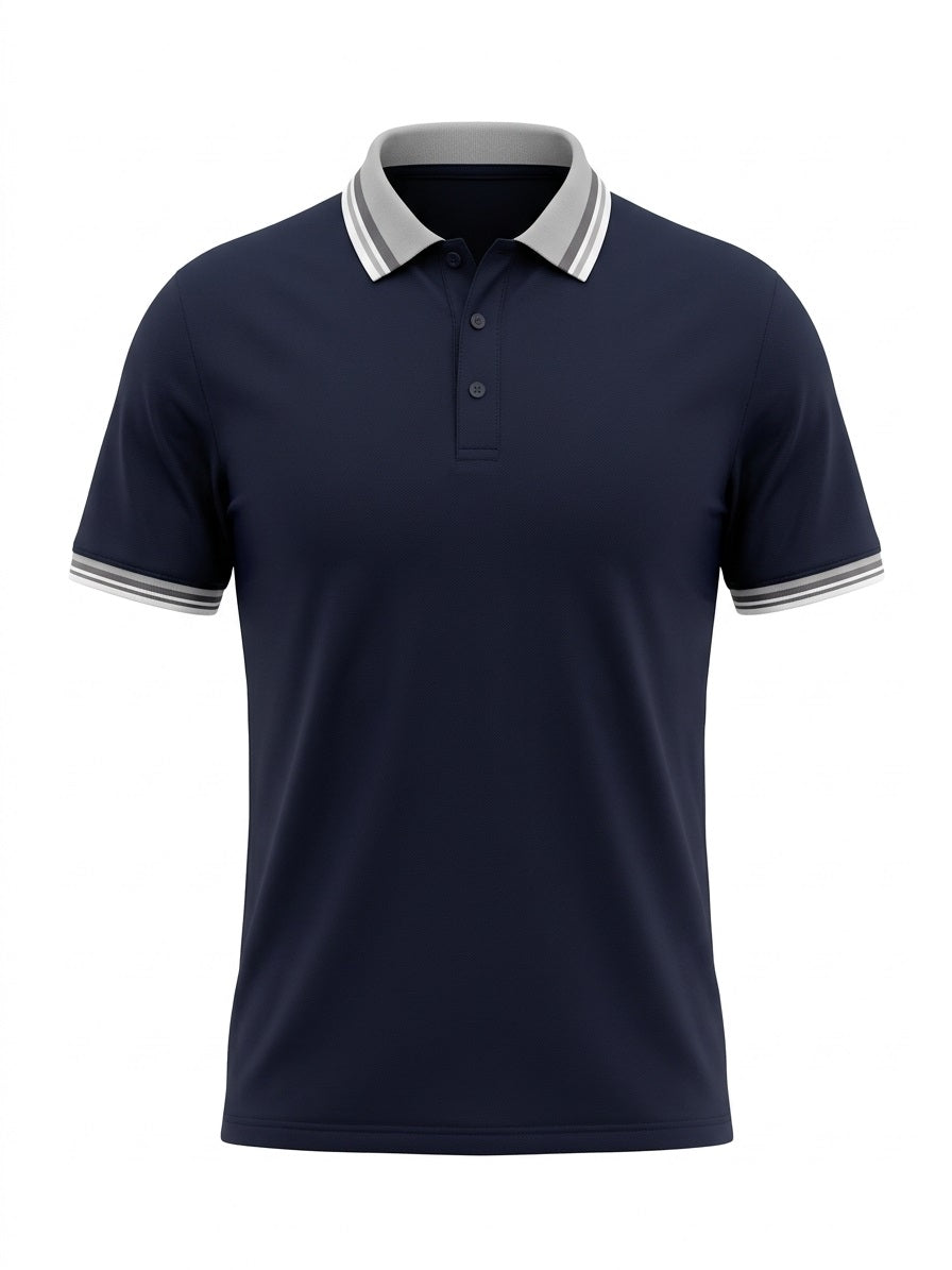 Men Navy Sold Polo Collar T-shirt