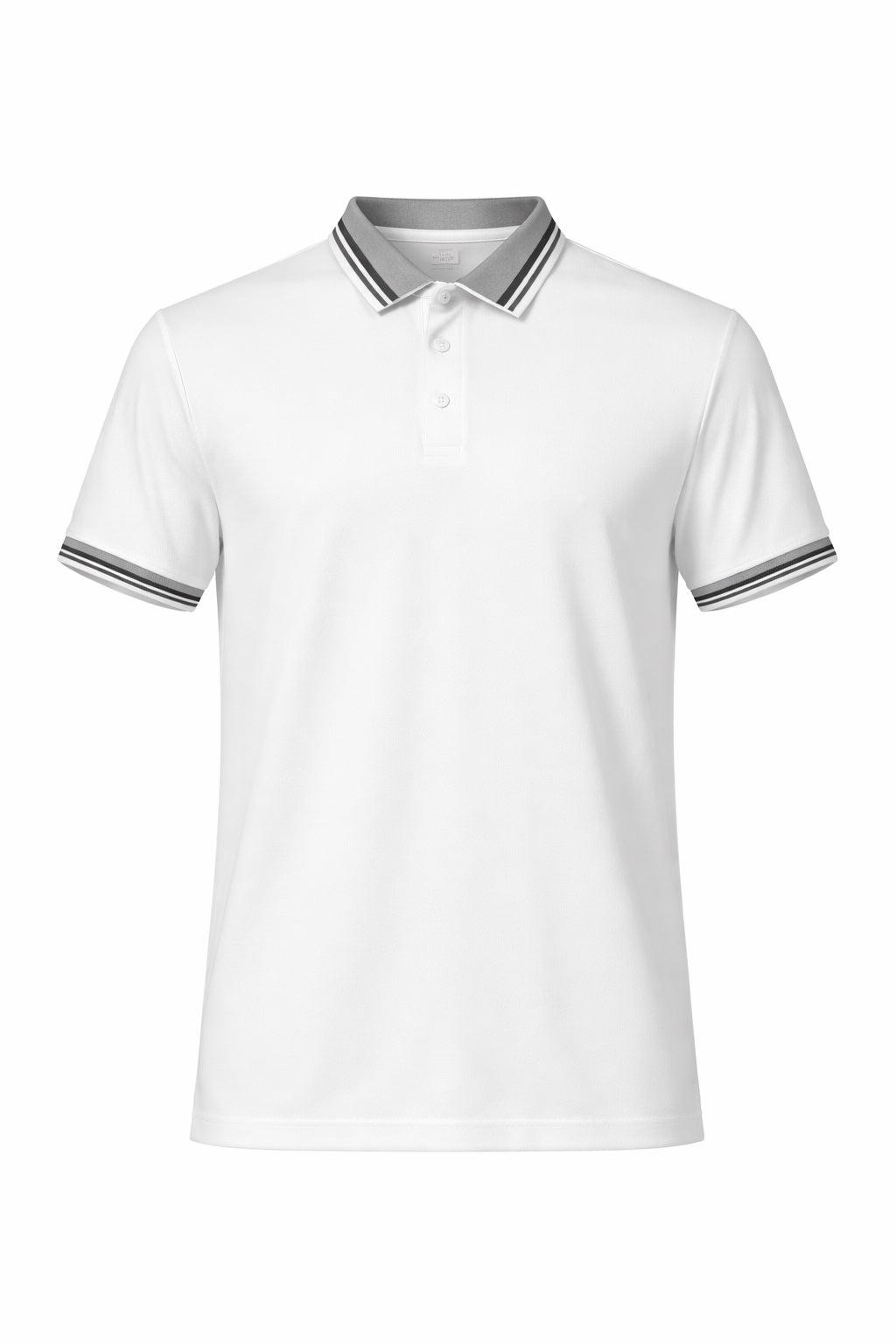 Men White Sold Polo Collar T-shirt