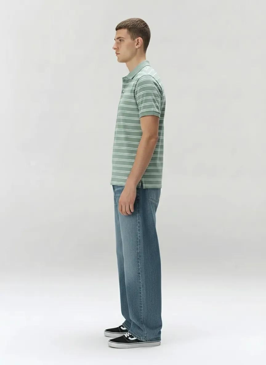 Men Mist Striped Polo Collar T-shirt