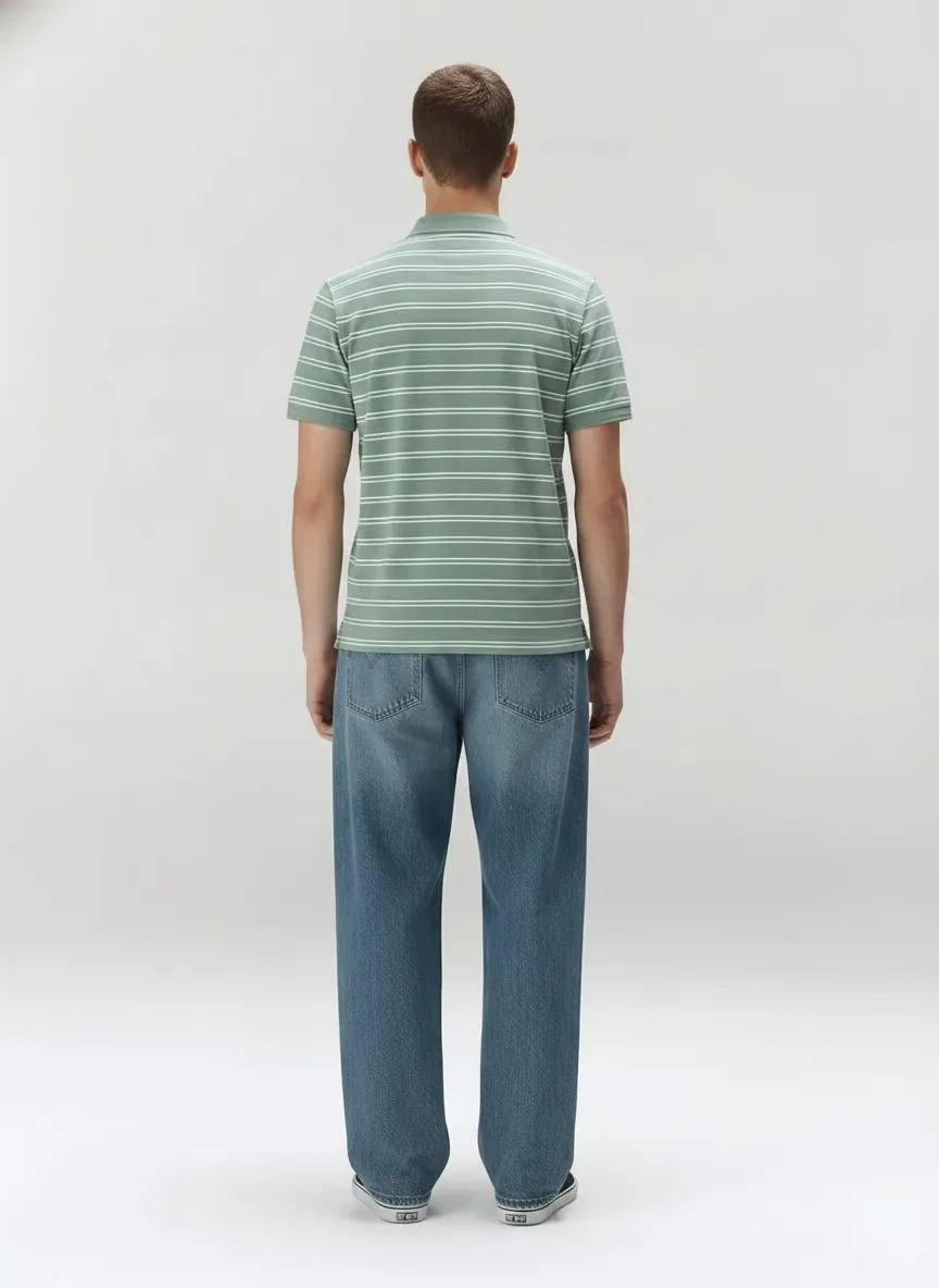 Men Mist Striped Polo Collar T-shirt