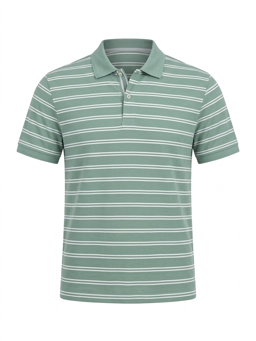 Men Mist Striped Polo Collar T-shirt