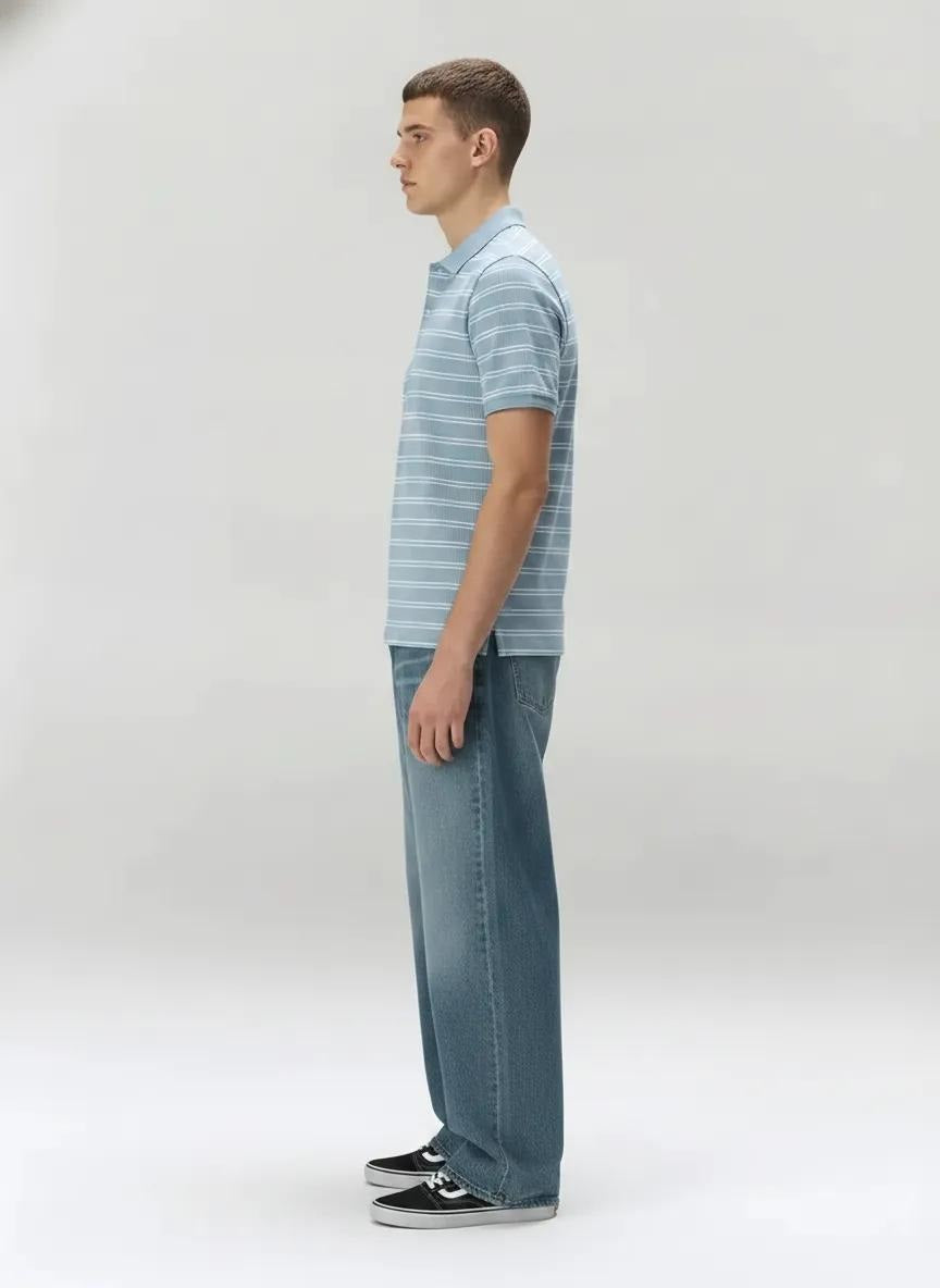 Men Striped Polo Collar T-shirt