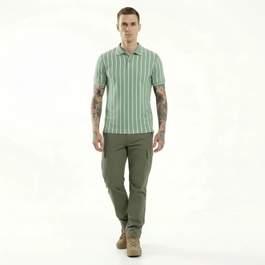 Men Mist Striped Polo Collar T-shirt