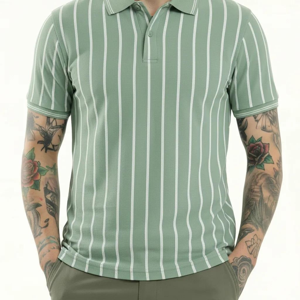 Men Mist Striped Polo Collar T-shirt