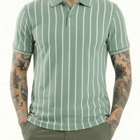 Men Mist Striped Polo Collar T-shirt