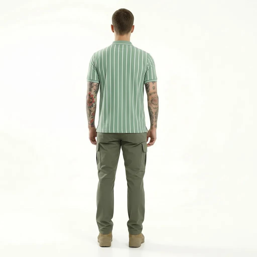 Men Mist Striped Polo Collar T-shirt