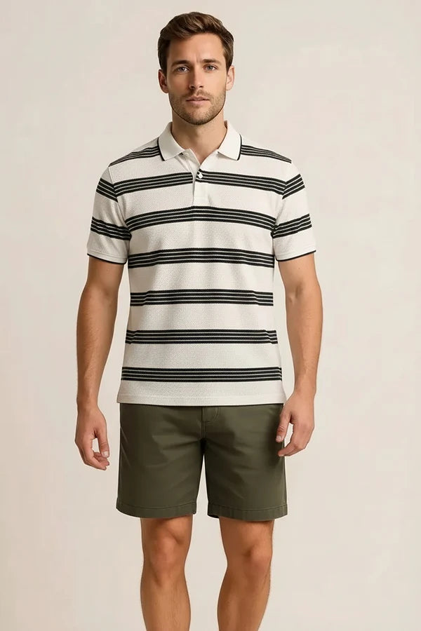 Octave Men Striped Polo Collar T-shirt