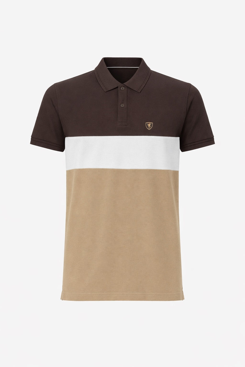 Men Coffee Colourblocked Polo Collar Pockets T-shirt