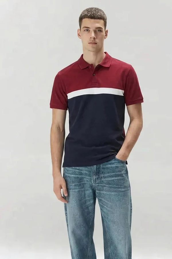 Men Colourblocked Polo Collar T-shirt
