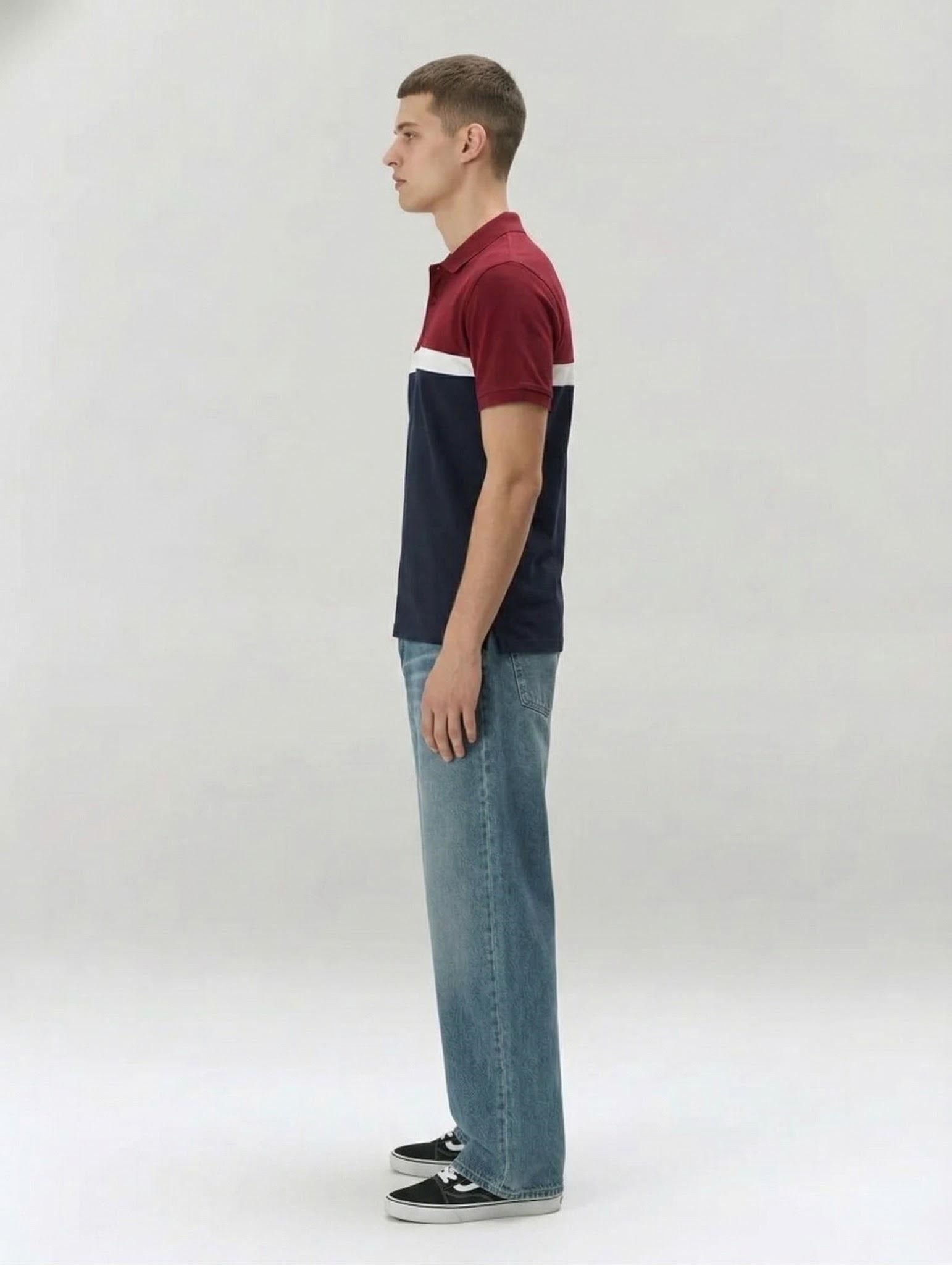 Men Merlot Colourblocked Polo Collar T-shirt