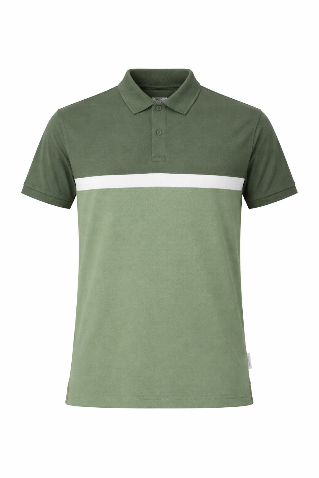 Men Olive Colourblocked Polo Collar T-shirt