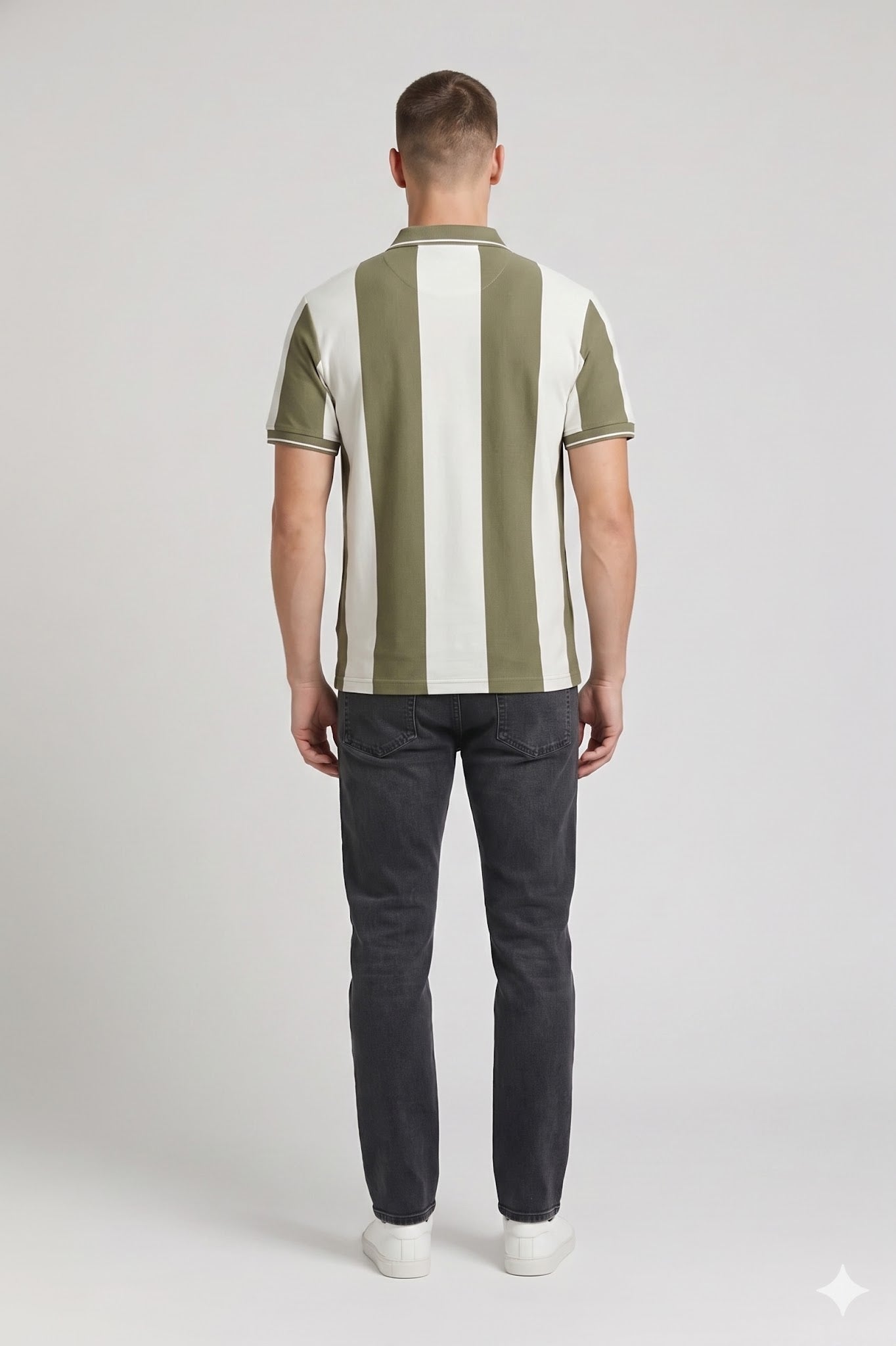 Men Safari Striped Polo Collar T-shirt